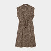Robe chemise longue taille ajustable beige clair femme