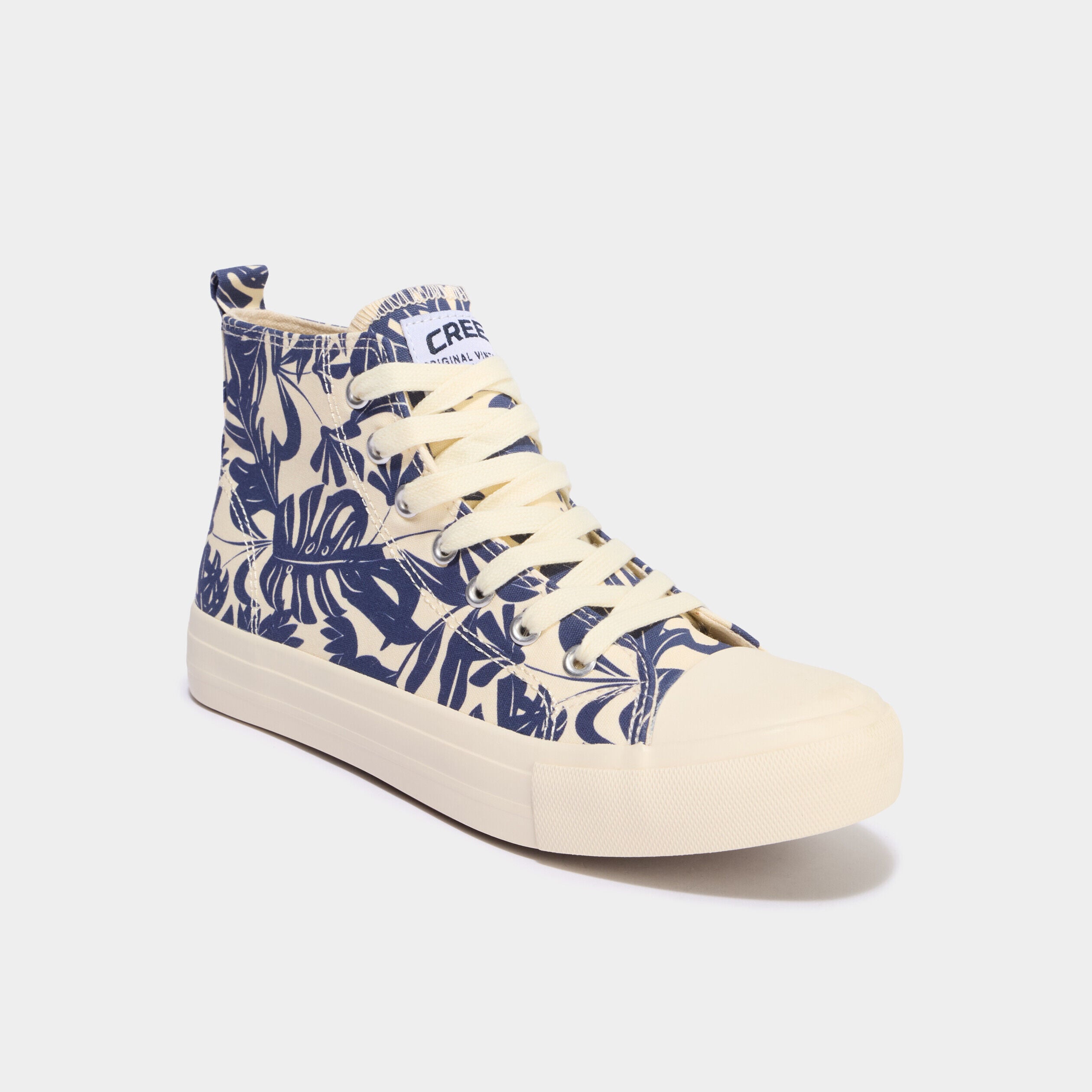Tennis montantes en toile bleu femme