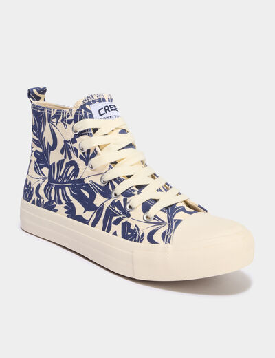 Tennis montantes en toile bleu femme