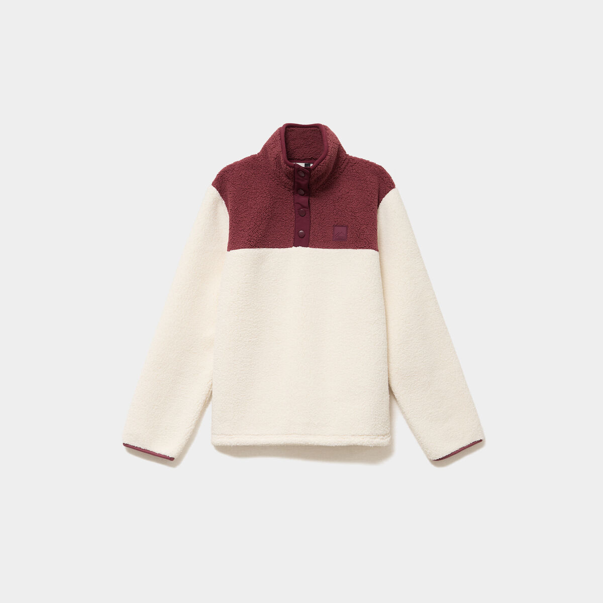 Sweat polaire col camionneur boutonn&eacute; blanc femme