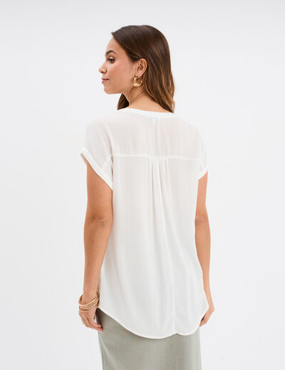 Blouse manches courtes blanc femme