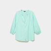 Blouse col tunisien manches 3/4 coton vert clair femme