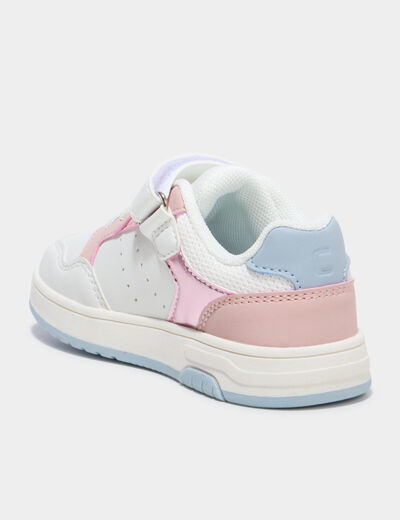 Tennis basses &agrave; scratchs bout renforc&eacute; blanc fille