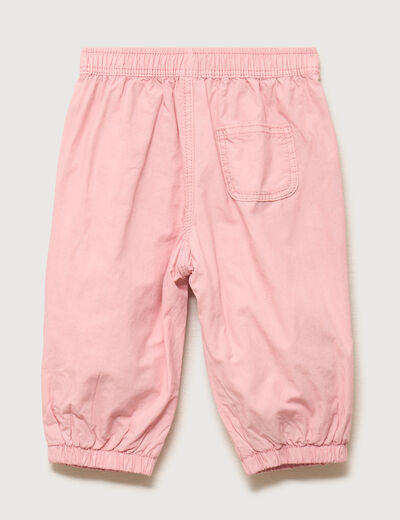 Pantalon jogger doublage coton rose poudr&eacute;e b&eacute;b&eacute; fille