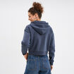 Sweat zippé à capuche court bleu gris femme