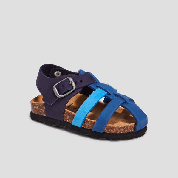 sandales en cuir bleu marine bebeg Sandales en cuir bleu marine bébé garçon