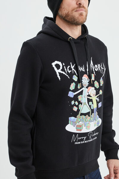 Sweat à capuche de Noël Rick et Morty noir homme