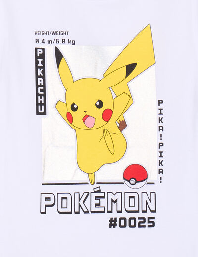 T-shirt manches courtes Pokémon Pikachu blanc garçon