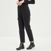 Pantalon cargo 2 poches à rabat noir femme