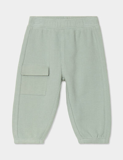 Pantalon droit bas resserré coton vert pastel bébé garçon