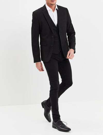 Gilet de costume droit boutonné noir homme