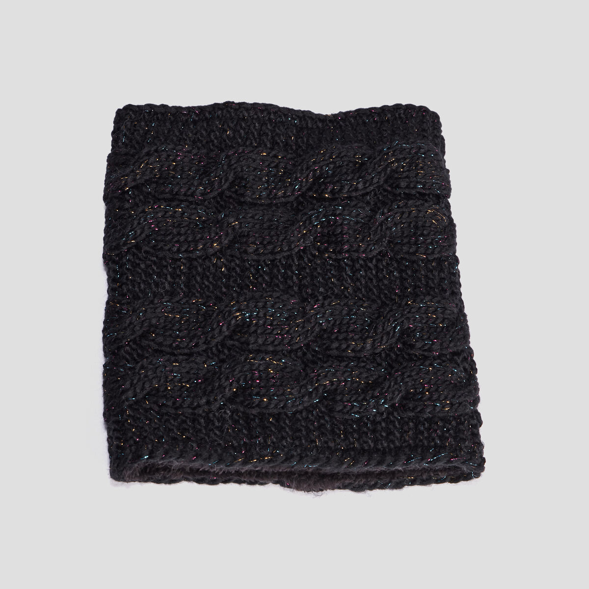 Snood fourré à torsades noir fille
