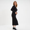 Robe longue côtelée grossesse noir femme maternité