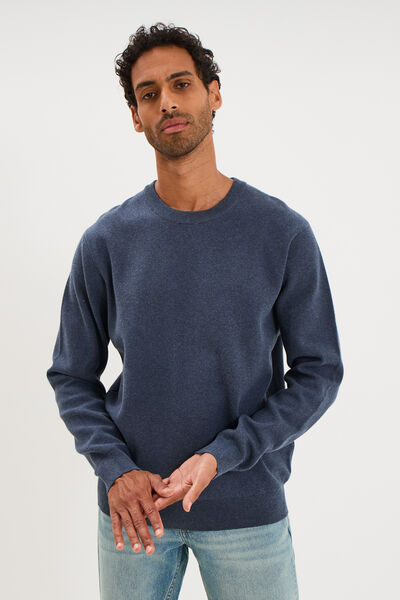 Pull col rond manches longues bleu homme