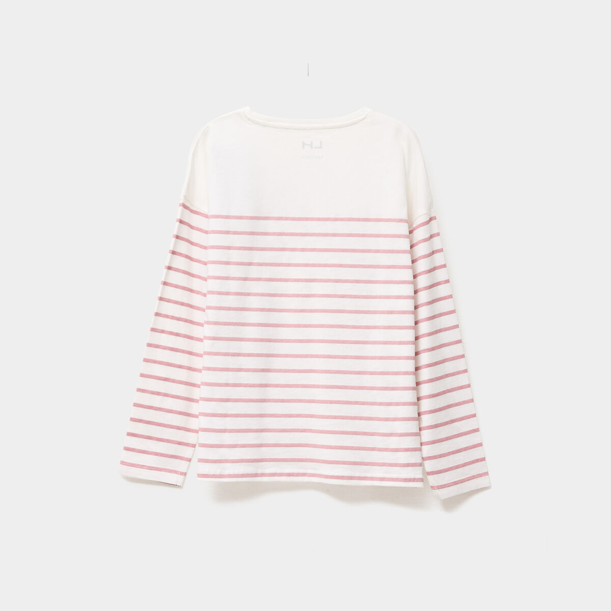 T-shirt coton col rond manches longues ecru fille