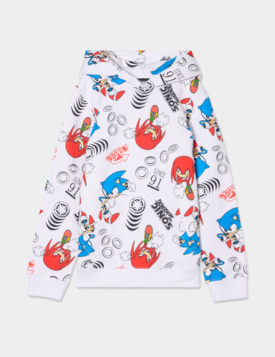 Sweat hoodie à capuche Sonic Knuckles blanc garçon