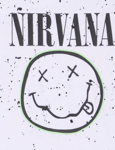 T-shirt manches courtes coton Nirvana blanc garçon