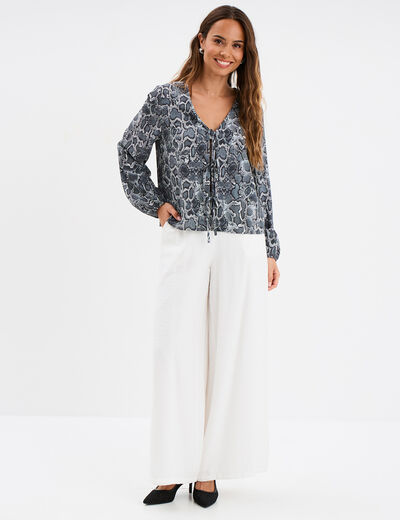 Blouse avec noeuds gris femme