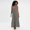 Robe longue droite fluide à bretelles noir femme