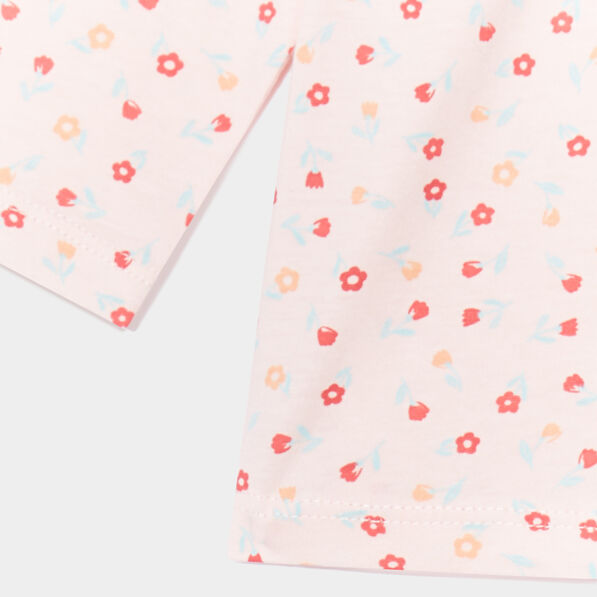 T-shirt ample manches longues coton rose clair bébé fille