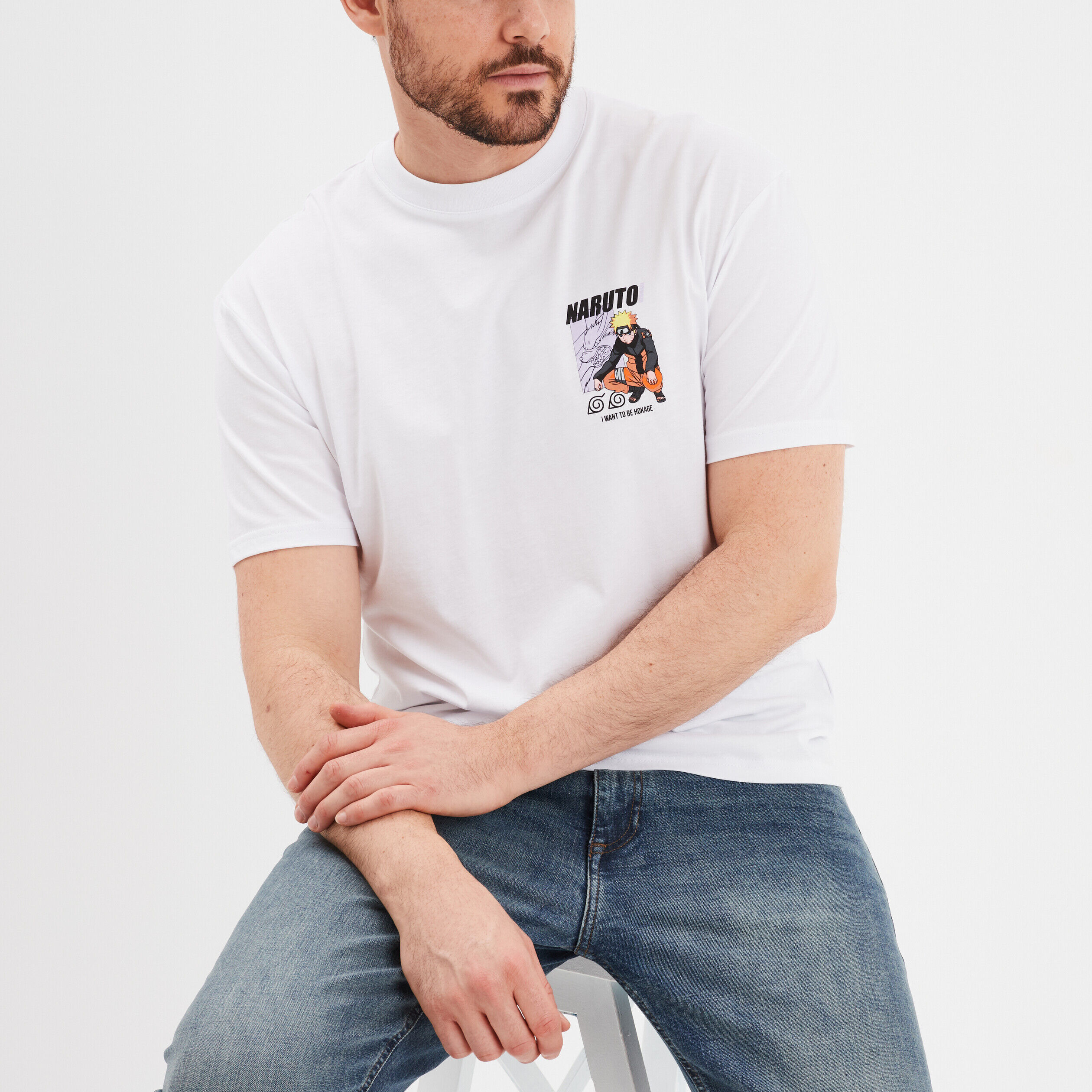 T-shirt manches courtes Naruto Shippuden blanc homme