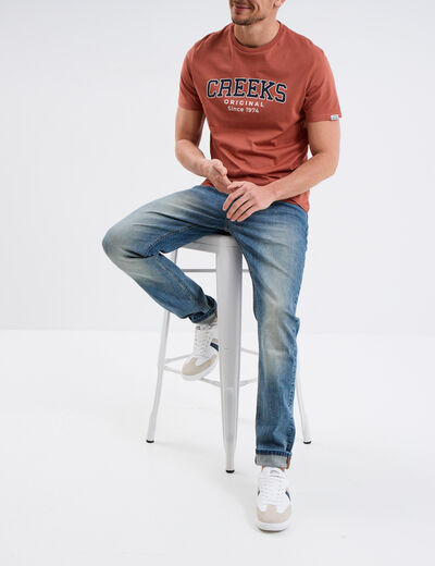 T-shirt manches courtes coton vieux rose homme