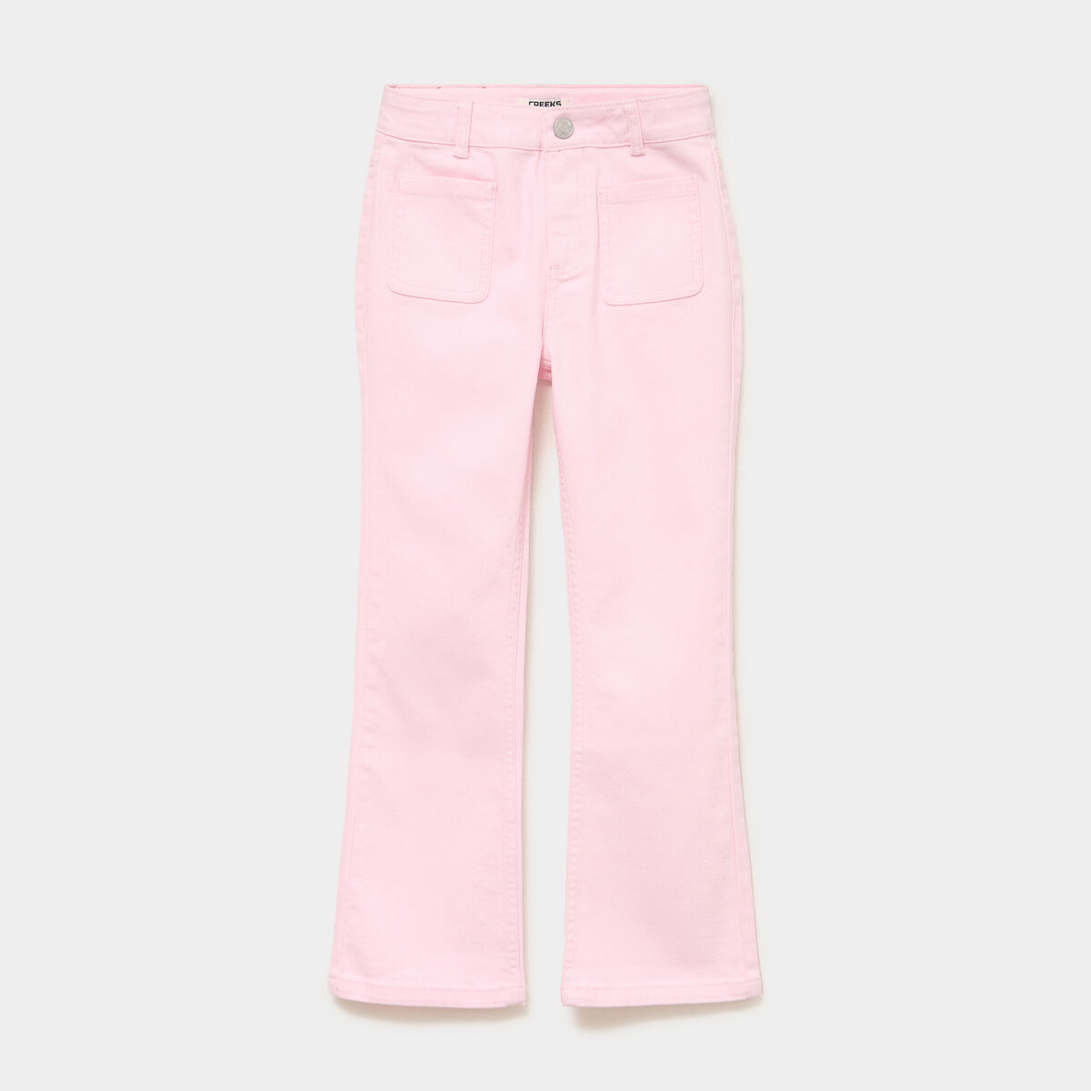 Pantalon bootcut twill 4 poches rose clair fille