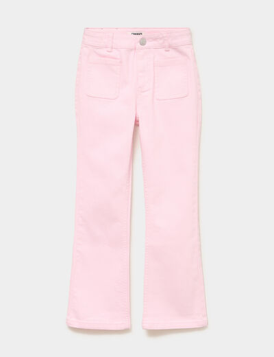 Pantalon bootcut twill 4 poches rose clair fille
