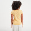 T-shirt coton col rond manches courtes jaune clair femme