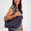 Sac shopper avec bandoulière bleu marine femme