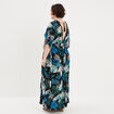 Robe longue droite fluide taille smockée noir femme grande taille