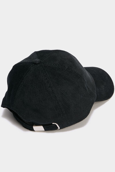 Casquette effet velours c&ocirc;tel&eacute; noir homme