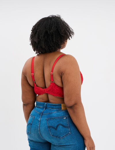 Soutien-gorge emboîtant dentelle rouge femme grande taille