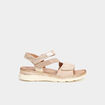 Sandales compensées en cuir pied large sable femme