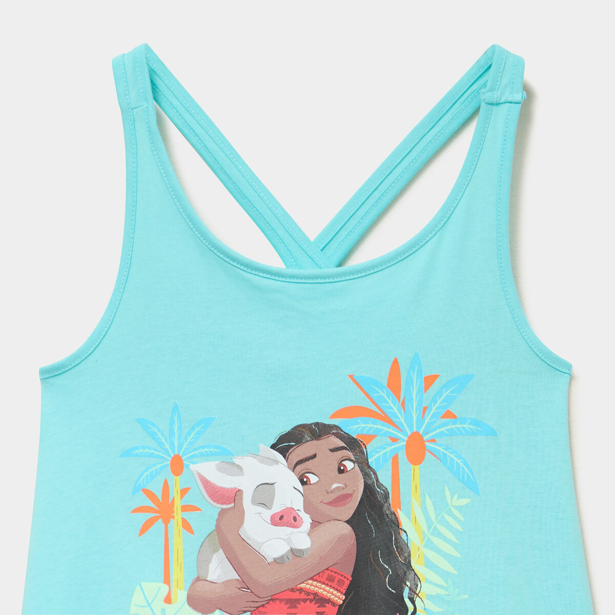 Robe sans manches &eacute;vas&eacute;e coton Vaiana bleu turquoise fille