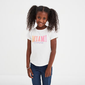 t shirt col rond manches courtes coton ivoire fille T-shirt col rond manches courtes coton ivoire fille