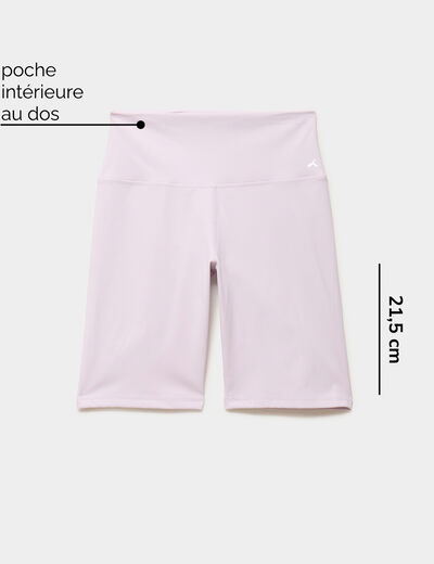 Short cycliste de sport taille haute violet clair femme