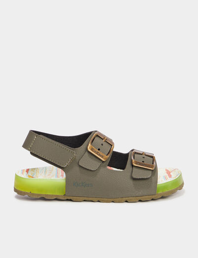 Sandales avec boucles Kickers vert kaki garçon