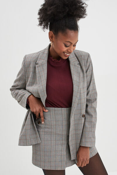 Veste blazer droite doublée beige femme