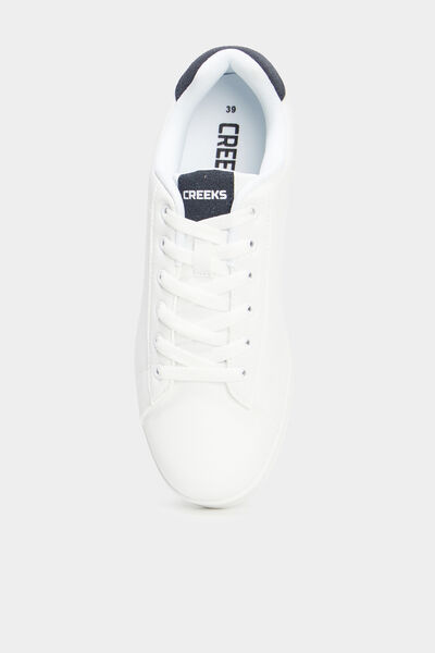 Baskets &agrave; lacets bout rond bleu marine femme