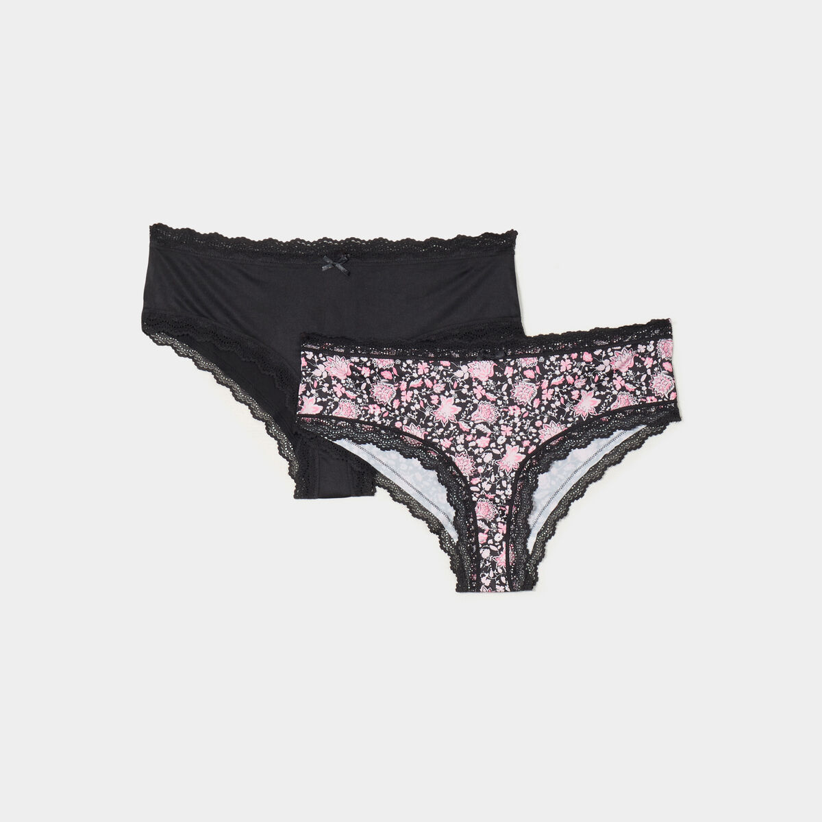 Lot 2 shortys microfibre noir femme