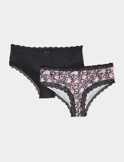 Lot 2 shortys microfibre noir femme
