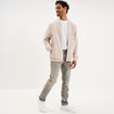Gilet reli&eacute;f&eacute; manches longues zipp&eacute; gris clair homme