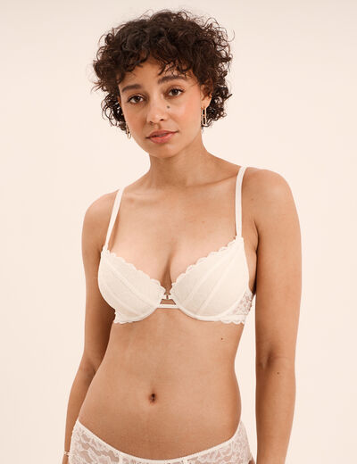 Soutien-gorge maxi push up dentelle blanc femme