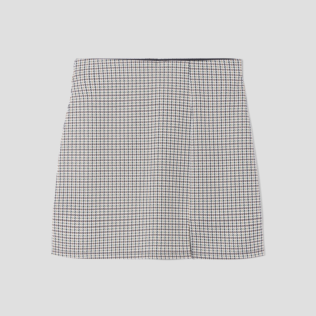 Jupe courte droite avec fente beige femme