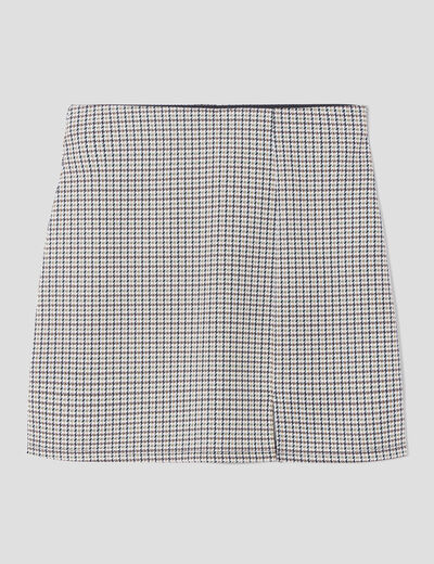 Jupe courte droite avec fente beige femme