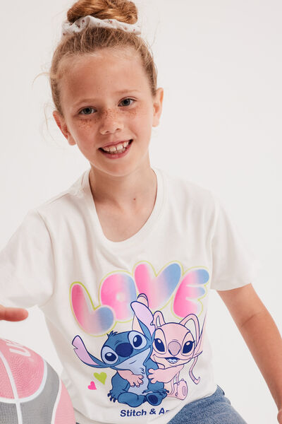 T-shirt manches courtes coton Stitch blanc fille