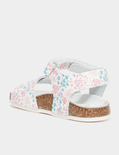Sandales à scratchs en cuir blanc bébé fille