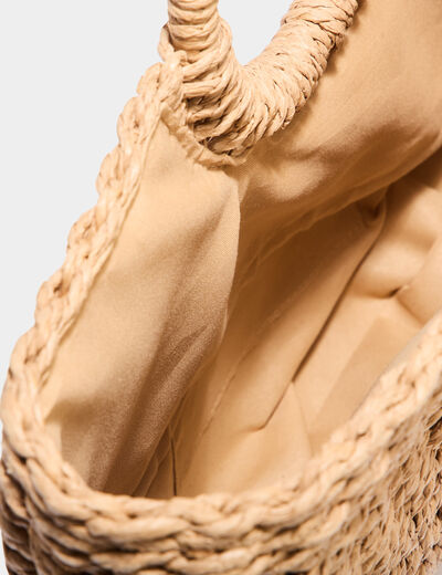 Sac panier demi-lune détail foulard sable femme