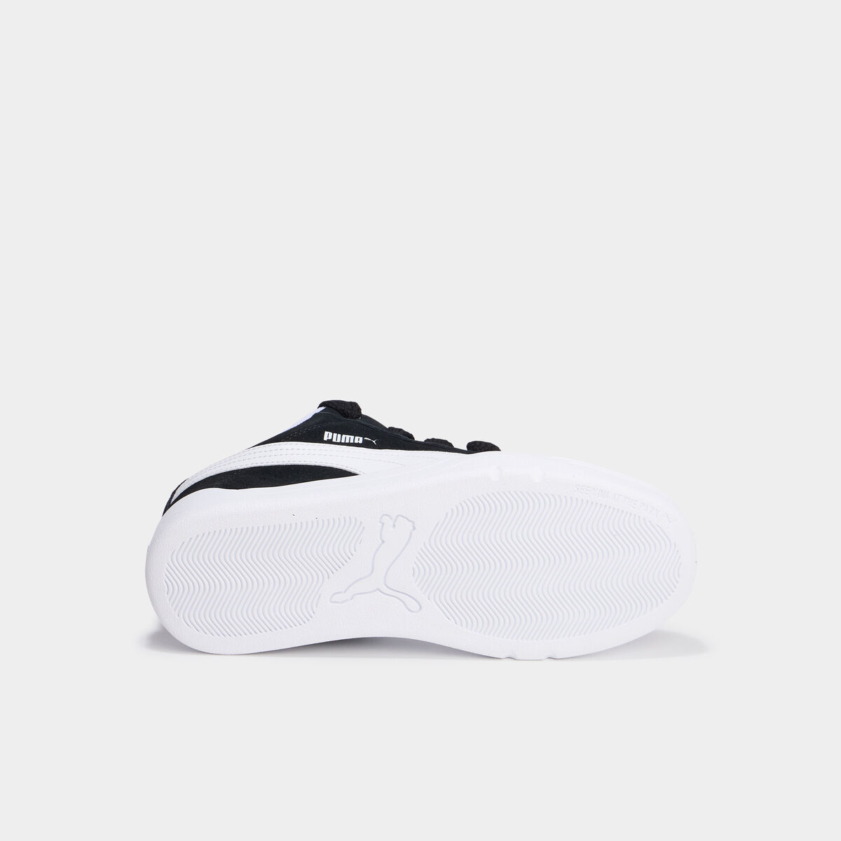 Baskets basses &agrave; lacets en cuir Puma noir gar&ccedil;on